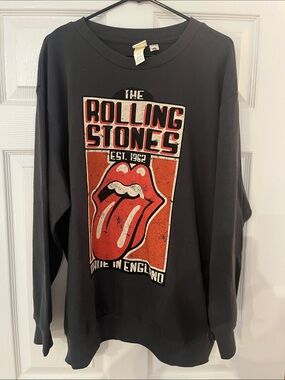 H&M Black Crewneck Sweatshirt with Red Graphic Logo